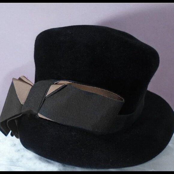 Vintage Cloche Hat + HATBOX Deluxe Velour Fur Felt Fall Winter 30s 1930s - Picture 4 of 16